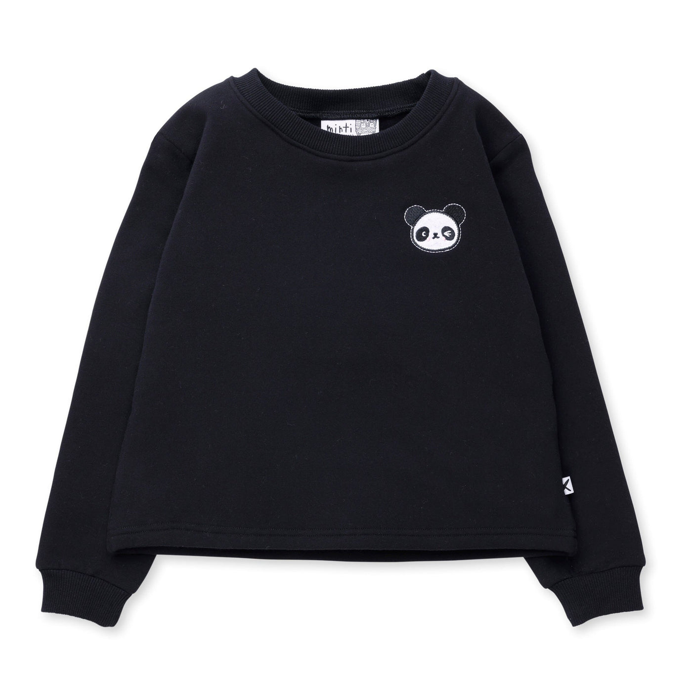 Minti Panda Patch Furry Crew - Black Jumper Minti 