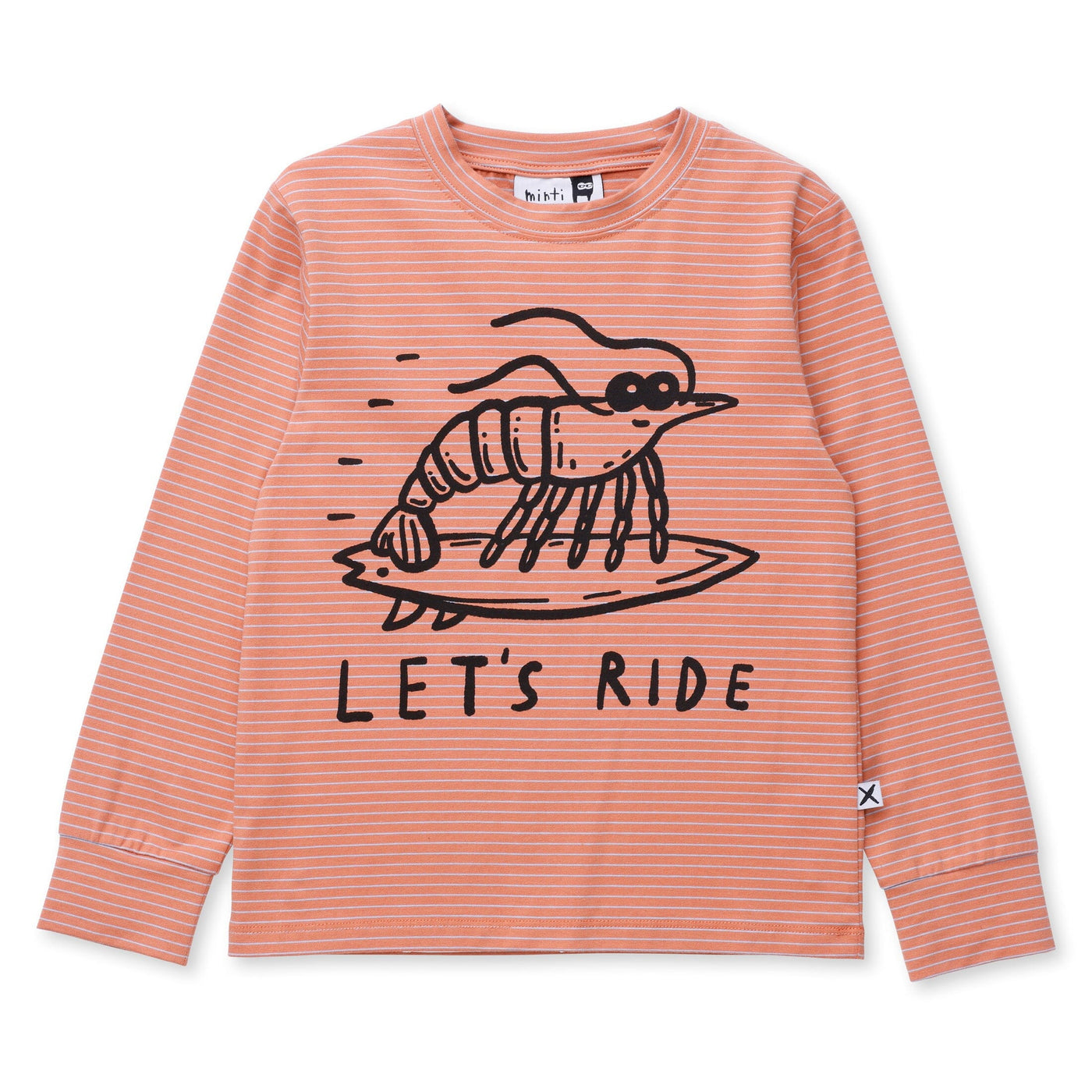 Minti Prawn Surfer Tee - Orange/Teal Stripe Long Sleeve T-Shirt Minti 