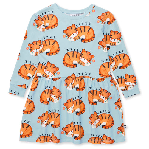 Minti Sleepy Tigers Dress - Aqua