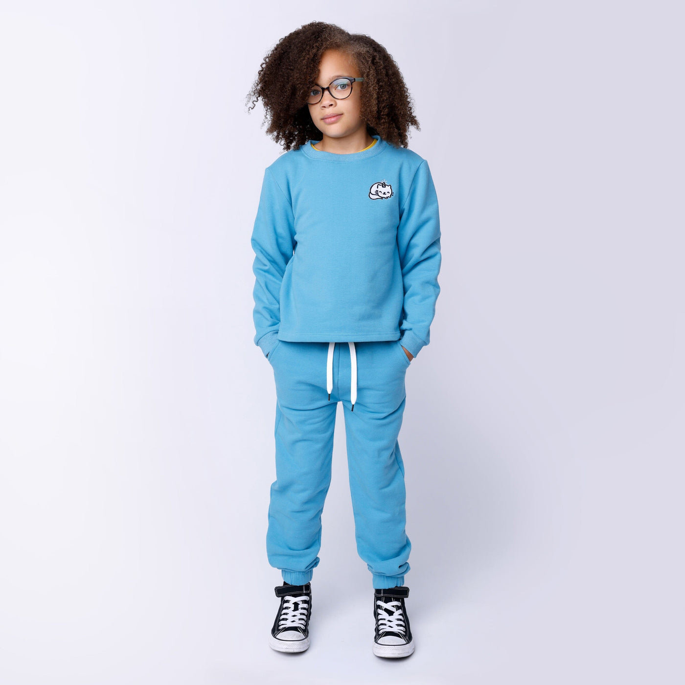 Minti Sleepy Unicat Patch Furry Crew - Light Aqua Jumper Minti 