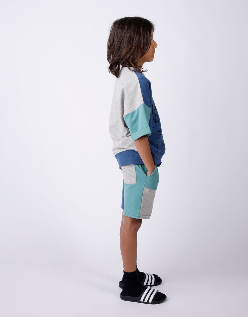 Minti - Sliced Short | Grey Marle/Emerald/Blue Shorts Minti 
