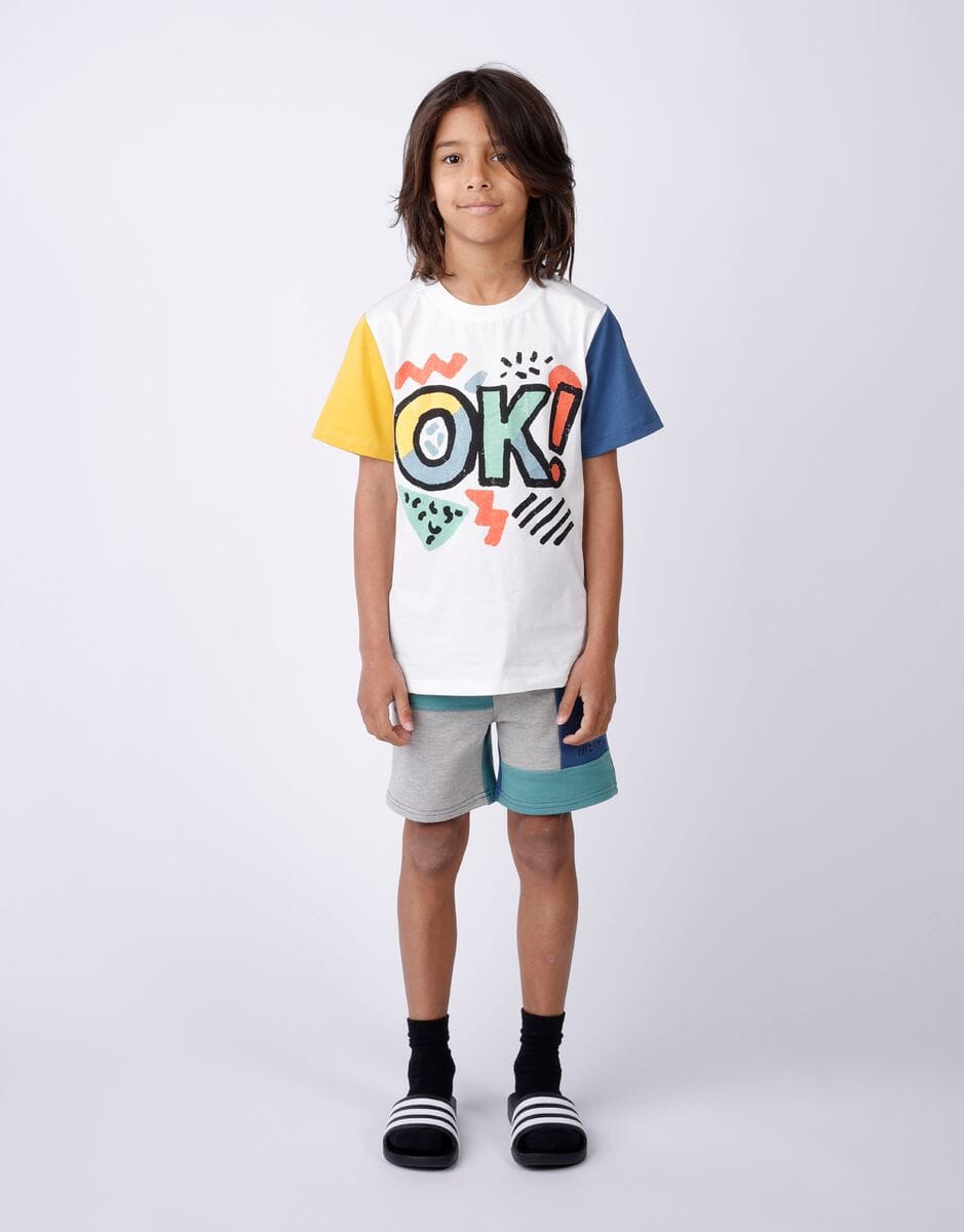 Minti - Sliced Short | Grey Marle/Emerald/Blue Shorts Minti 