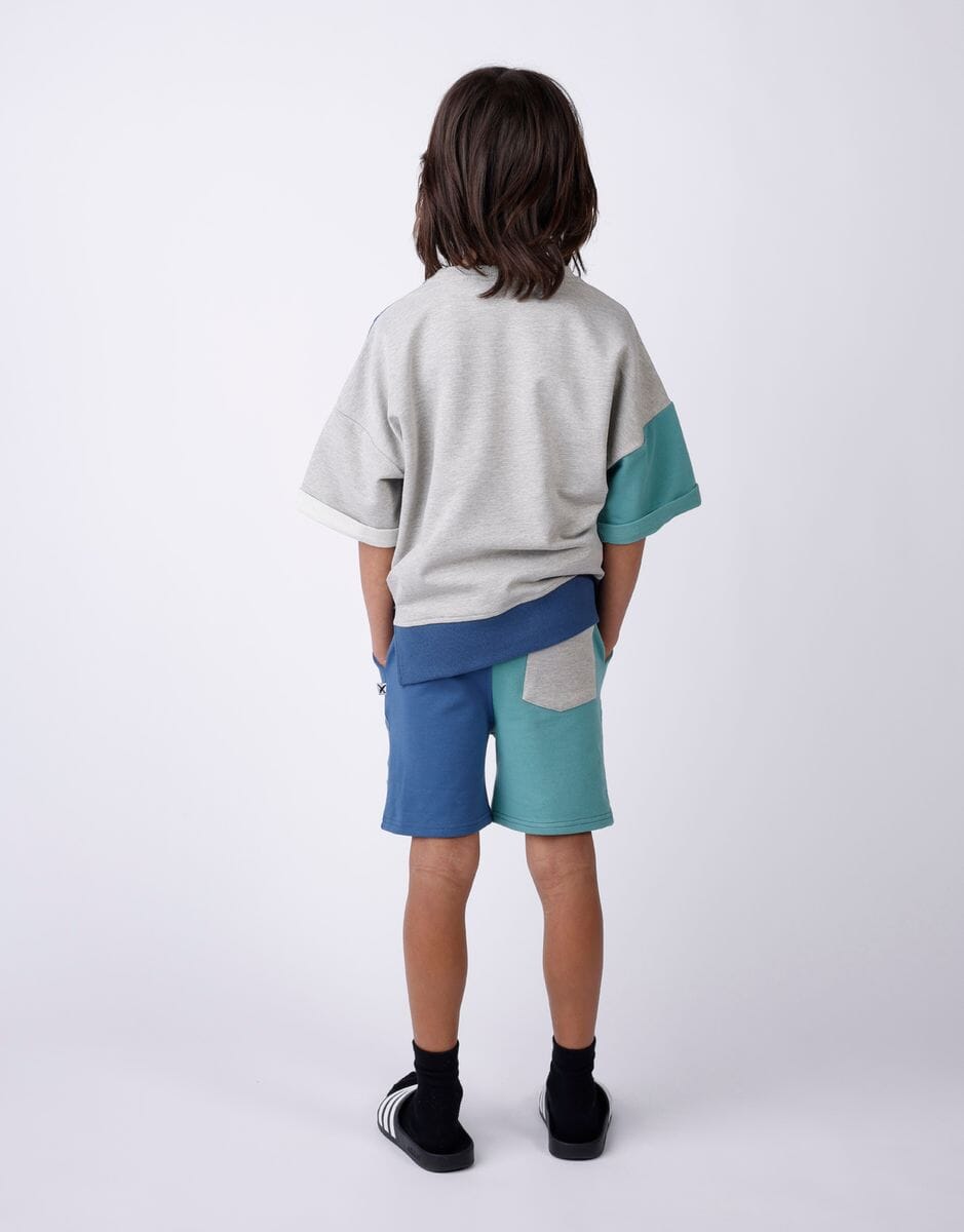 Minti - Sliced Short | Grey Marle/Emerald/Blue Shorts Minti 