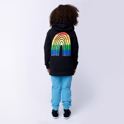 Minti Stripey Rainbow Furry Zip Up - Black Zip-Up Minti 