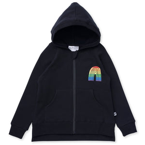 Minti Stripey Rainbow Furry Zip Up - Black