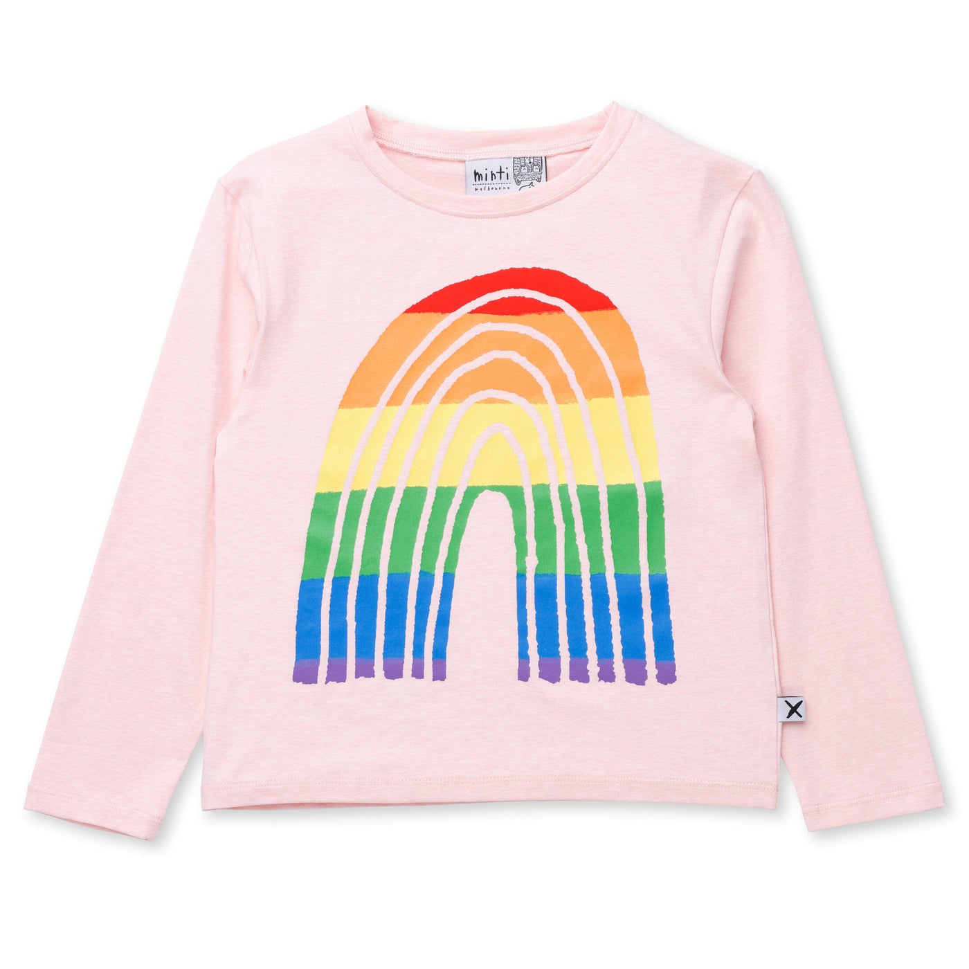 Minti Stripey Rainbow Tee - Pink Marle Long Sleeve T-Shirt Minti 