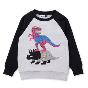 Minti Super Dinos Furry Crew - Grey Marle/Black