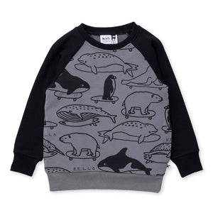 Minti Surf Skate Animals Furry Crew - Dark Grey/Black