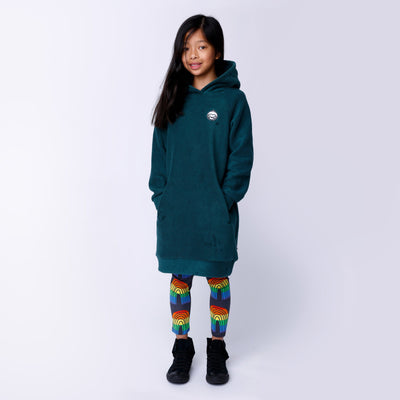 Minti Teddy Hoodie Dress - Forest Long Sleeve Dress Minti 