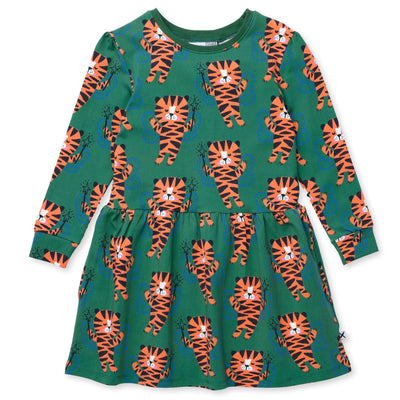 Minti Tiger Fairy Dress - Green Long Sleeve Dress Minti 