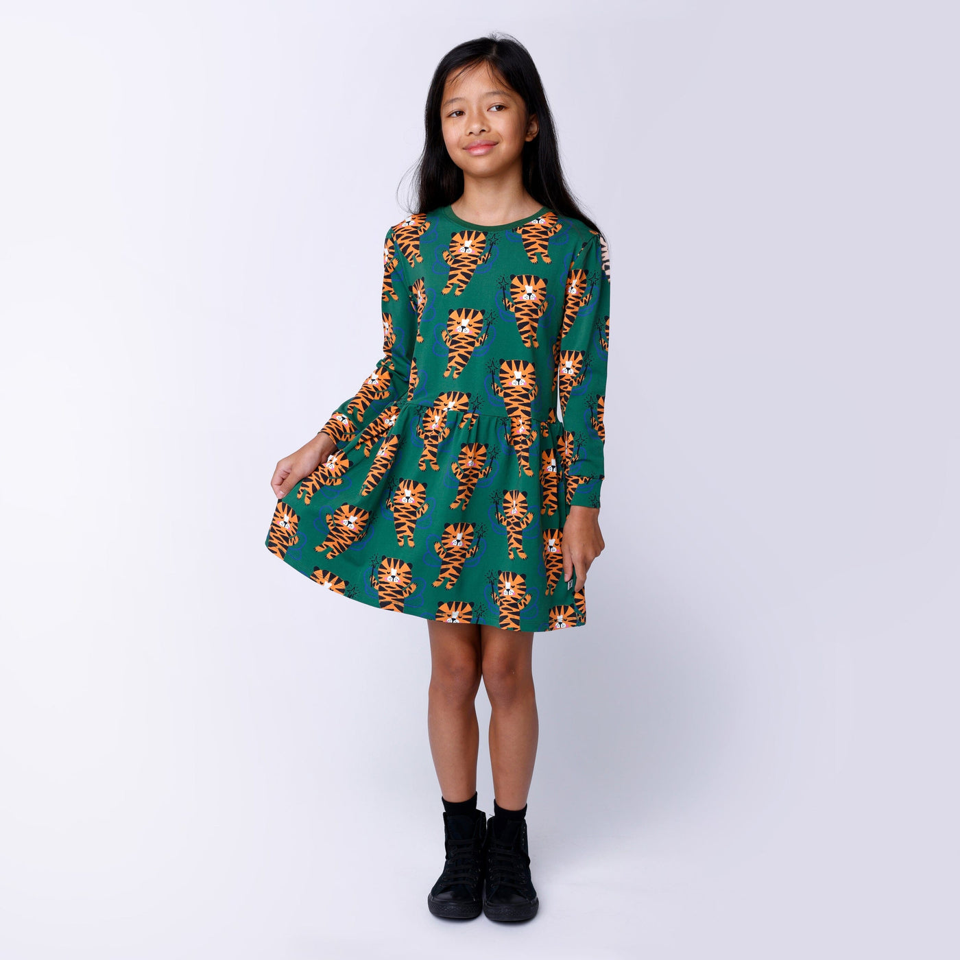 Minti Tiger Fairy Dress - Green Long Sleeve Dress Minti 