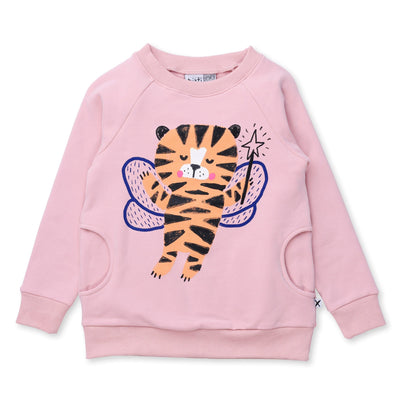 Minti Tiger Fairy Furry Crew - Muted Pink Jumper Minti 