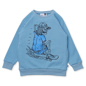 Minti Turbo Skeleton Furry Crew - Muted Blue