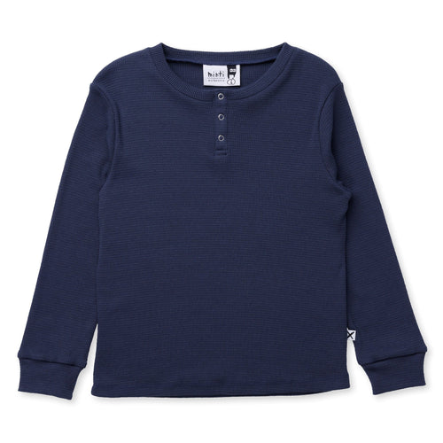 Minti Waffle Henley Tee - Navy