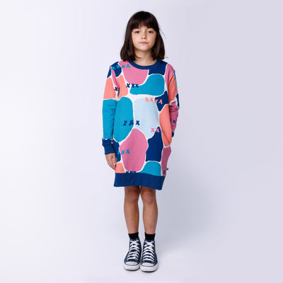 Minti Watercolour Furry Dress - Multi Long Sleeve Dress Minti 
