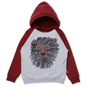 Minti Wild Lion Furry Hood - Grey Marle/Burnt Red