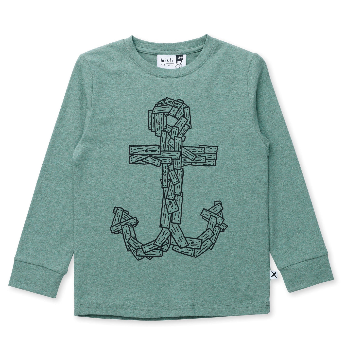 Minti Wooden Anchor Tee - Forest Marle Long Sleeve T-Shirt Minti 
