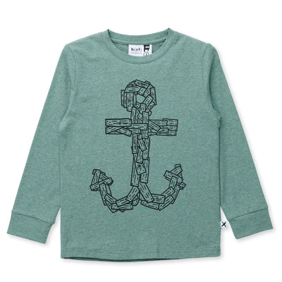 Minti Wooden Anchor Tee - Forest Marle Long Sleeve T-Shirt Minti 
