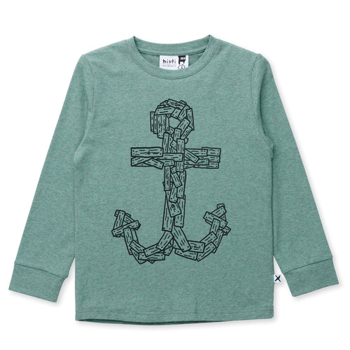 Minti Wooden Anchor Tee - Forest Marle