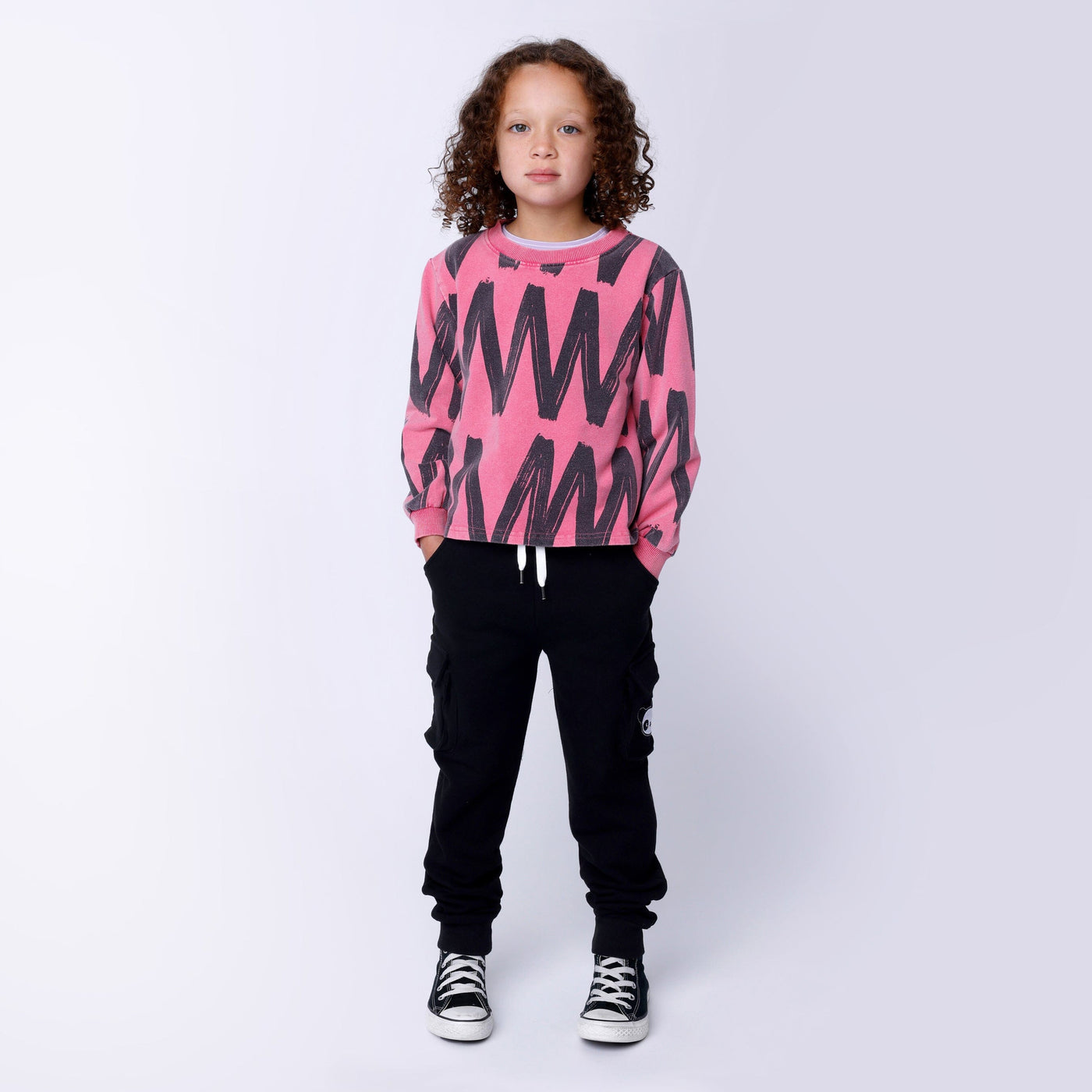 Minti Zig Zag Crew - Pink Wash Jumper Minti 