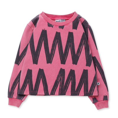 Minti Zig Zag Crew - Pink Wash Jumper Minti 