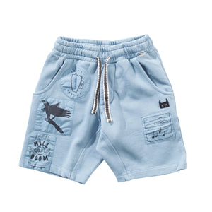 Munster Kids - Patchedup Short Washed Blue