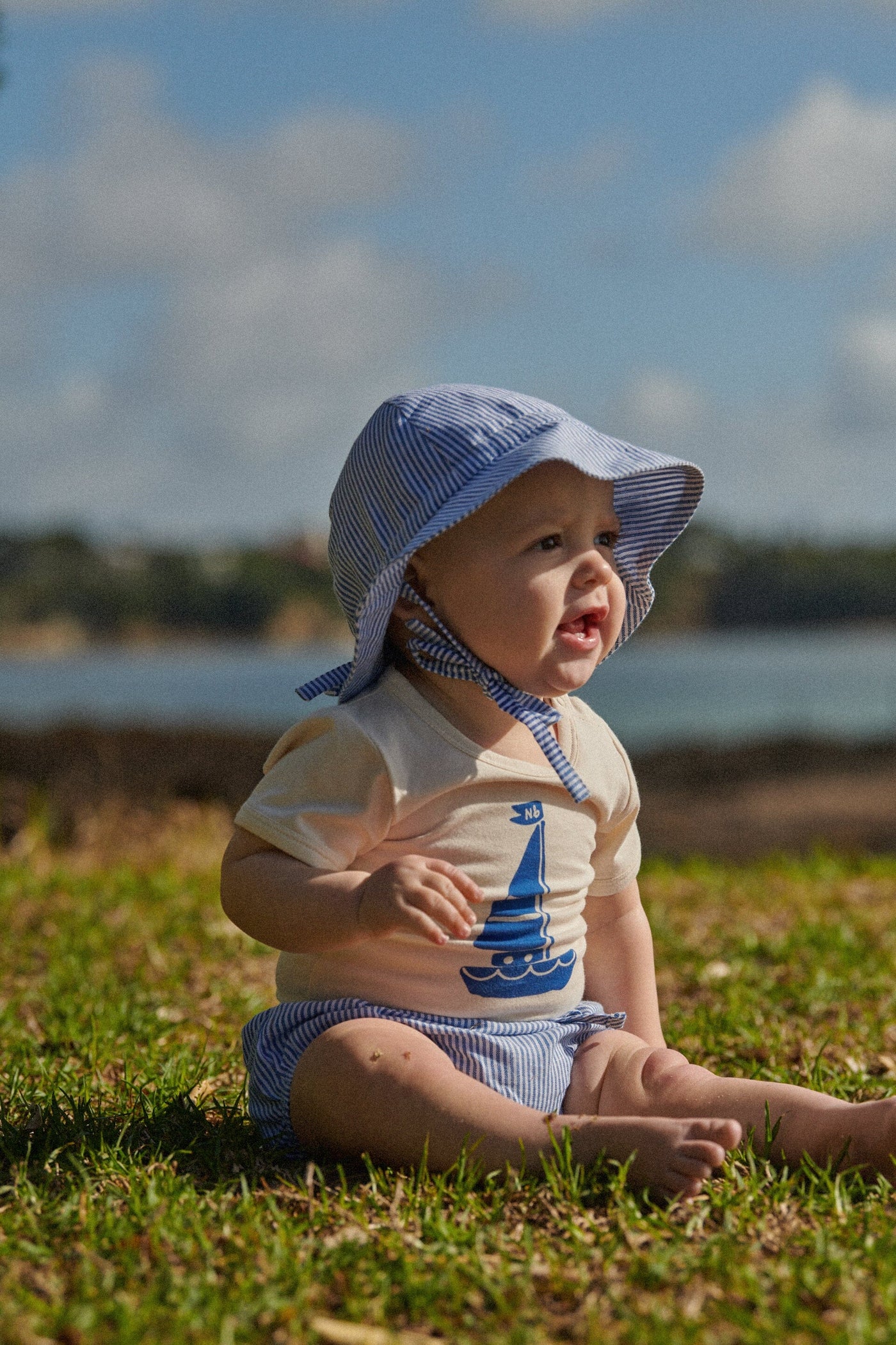 Nature Baby - Arie Shorts Linen | Blue Stripe Bloomers Nature Baby 
