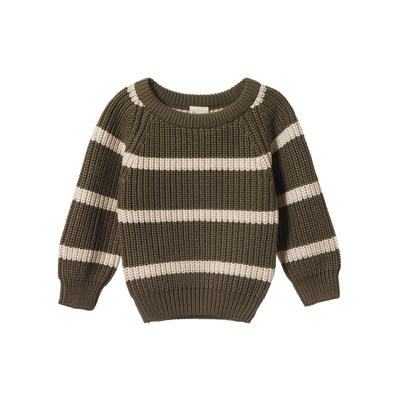 Nature Baby Billy Jumper - Seed/Oatmeal Marl Stripe Knitted Jumper Nature Baby 