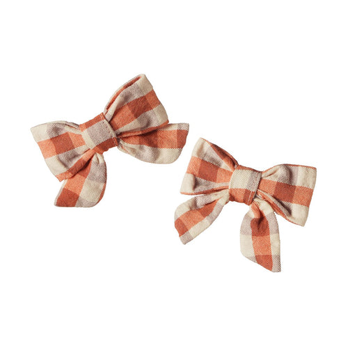 Nature Baby - Bow Hair Clips 2 Pack | Dandelion Gingham - PRE ORDER