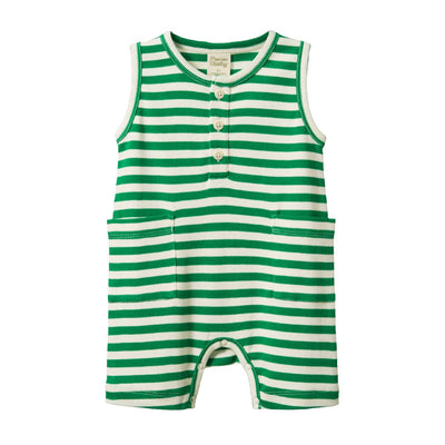 Nature Baby Camper Suit - Kelly Green Sea Stripe Growsuit Nature Baby 