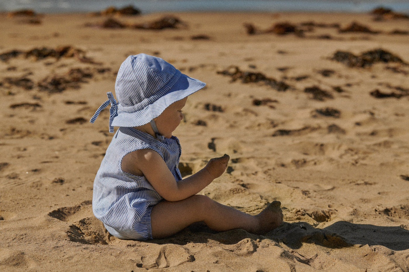 Nature Baby - Cedar Suit Linen | Blue Stripe Playsuit Nature Baby 