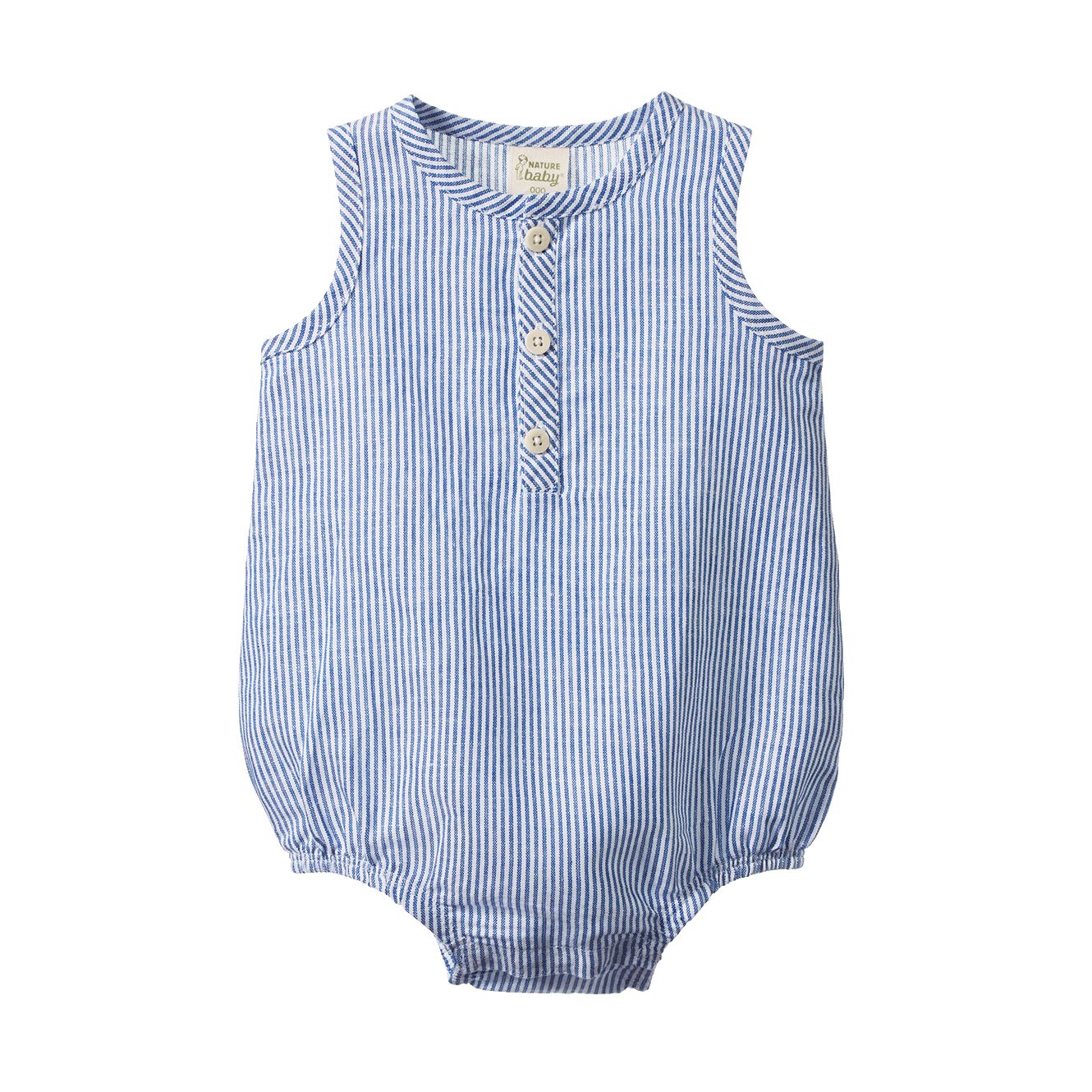 Nature Baby - Cedar Suit Linen | Blue Stripe Playsuit Nature Baby 