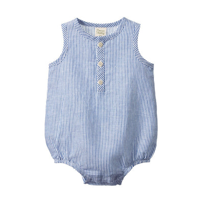 Nature Baby - Cedar Suit Linen | Blue Stripe Playsuit Nature Baby 