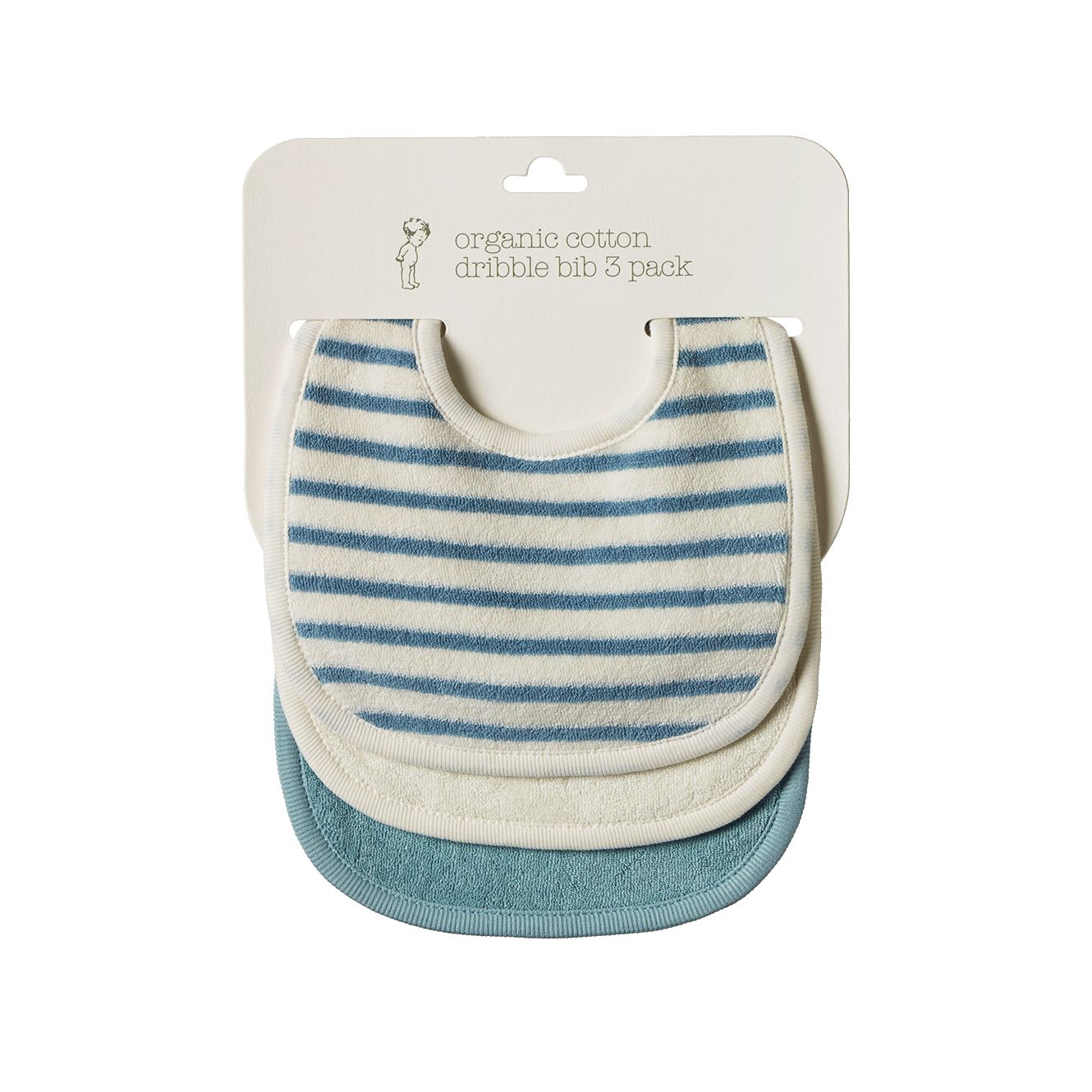 Nature Baby - Dribble Bibs 3 Pack | Powder Blue/Natural Bib Nature Baby 