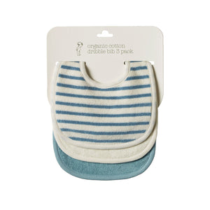 Nature Baby - Dribble Bibs 3 Pack | Powder Blue/Natural