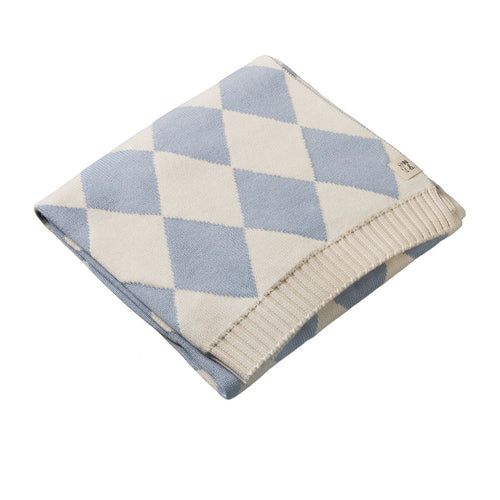 Nature Baby - Dune Diamond Knit Bassinet Blanket | Celestial Blue