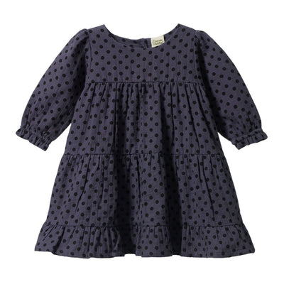 Nature Baby - Elliot Dress | Violet Polka Dot Long Sleeve Dress Nature Baby 