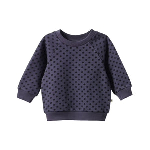 Nature Baby - Emerson Sweater | Violet Polka Dot Print