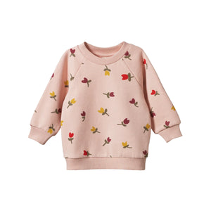 Nature Baby Emerson Sweater - Tulips Rose Dust Print