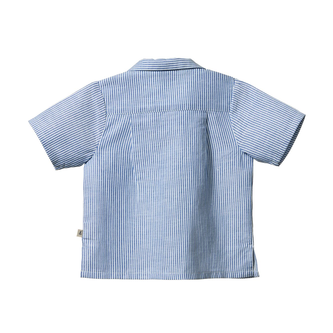 Nature Baby - Guthrie Shirt Linen | Blue Stripe Short Sleeve Shirt Nature Baby 