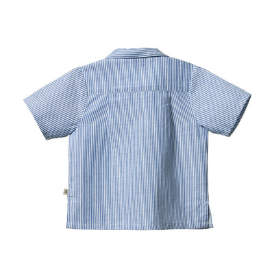Nature Baby - Guthrie Shirt Linen | Blue Stripe Short Sleeve Shirt Nature Baby 
