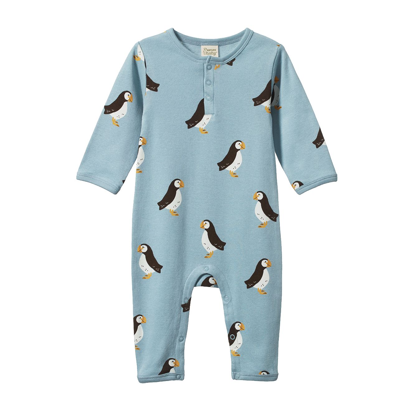 Nature Baby - Henley Pyjama Suit | Puffin Long Sleeve Pyjamas Nature Baby 