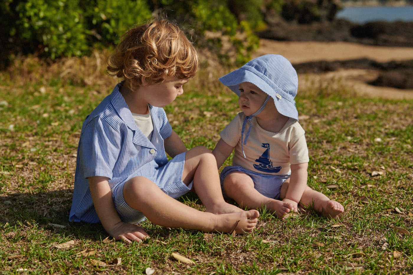 Nature Baby - James Shorts Linen | Blue Stripe Shorts Nature Baby 