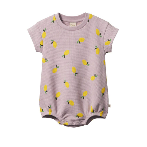 Nature Baby Juno Waffle Romper - Lilac Lemon Print