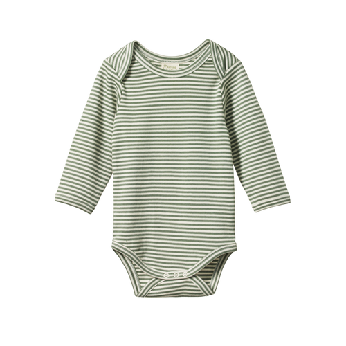 Nature Baby Long Sleeve Bodysuit - Nettle Stripe