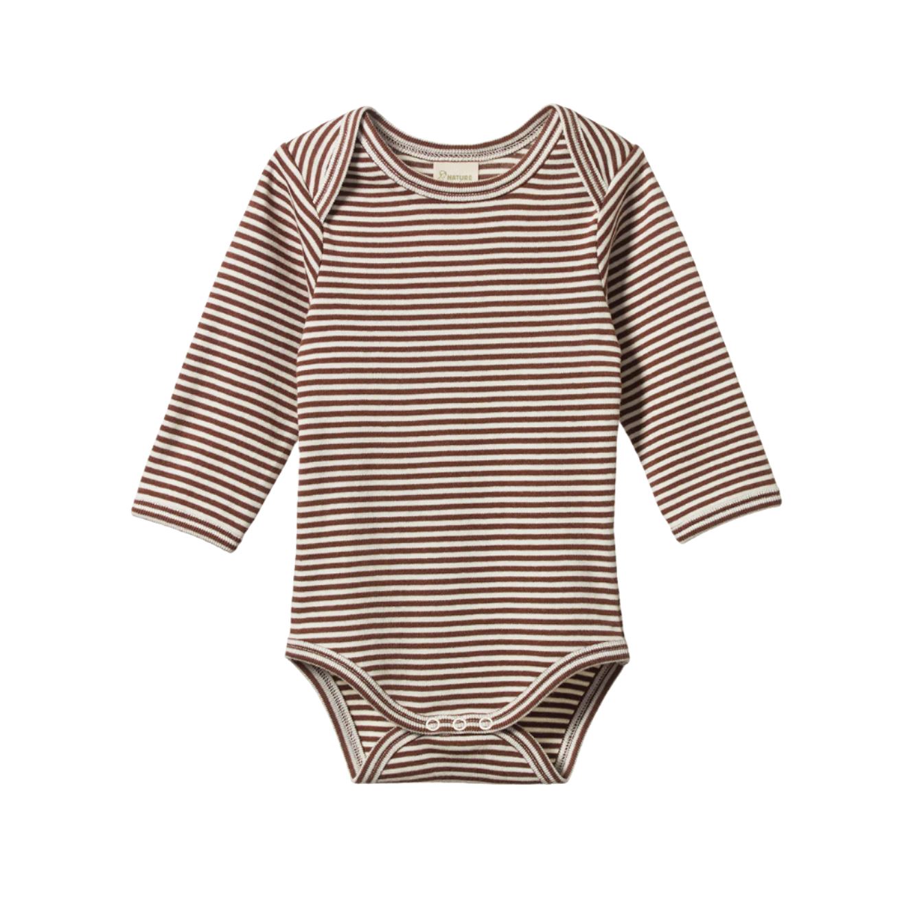 Nature Baby - Long Sleeve Bodysuit | Pinecone Stripe Bodysuit Nature Baby 