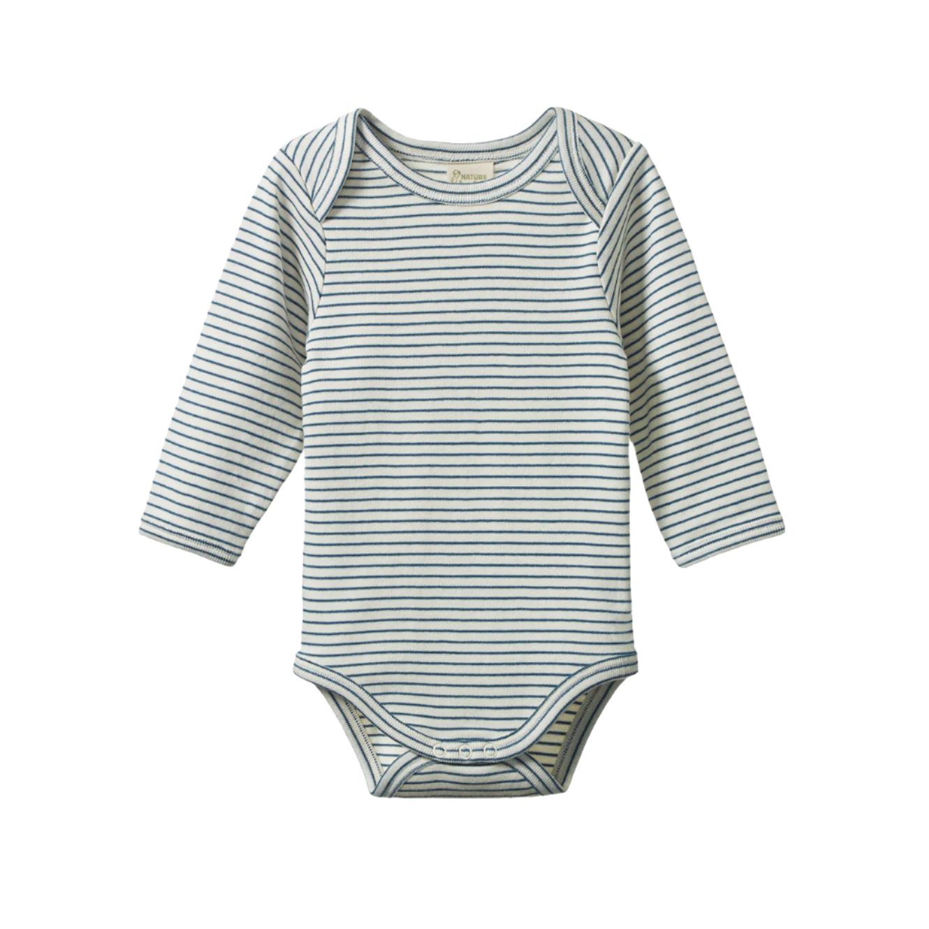 Nature Baby - Long Sleeve Bodysuit | Teal Pinstripe Bodysuit Nature Baby 