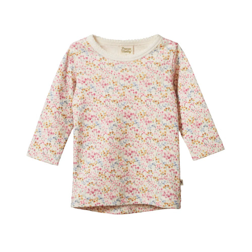 Nature Baby Long Sleeve Cloud Tee - Wildflower Mountain Print