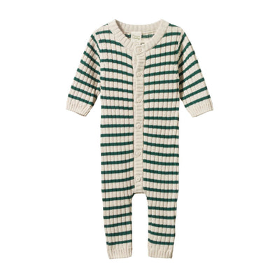 Nature Baby - Lou Suit Cotton Knit | Pine Sailor Stripe Onesie Nature Baby 