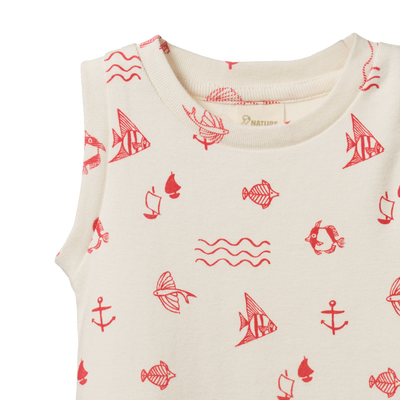 Nature Baby Ocean Tank - Atlantic Red Print Singlet Nature Baby 